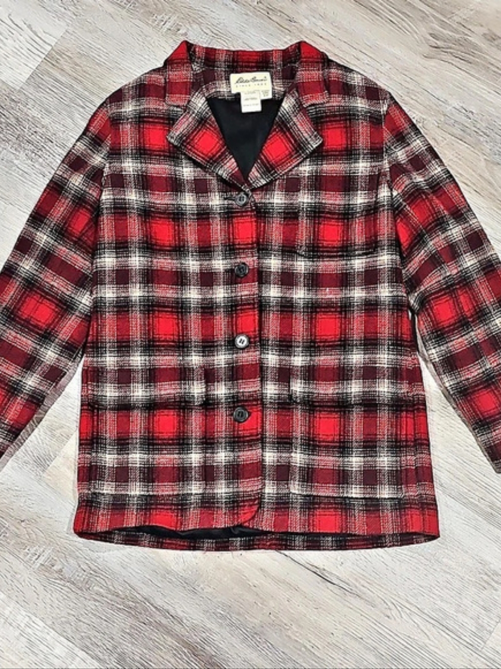 Eddie Bauer Plaid Wool Blend Blazer in Red Size Small